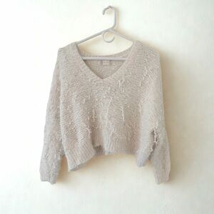 Altar'd State's iconic fuzzy V-neck Sweater MED